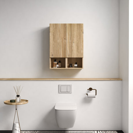 Abay Home Chic Striped Texture Bathroom Storage Cabinet HouseOfZazla
