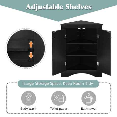 Triangle Bathroom Storage Cabinet With Adjustable Shelves, Freestanding Floor Cabinet For Home Kitchen HouseOfZazla