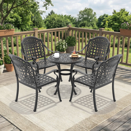 5-Piece Cast Aluminum Patio Furniture Set with Cushions HouseOfZazla