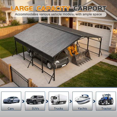 20'x20' Galvanated Steel Carport Canopy HouseOfZazla