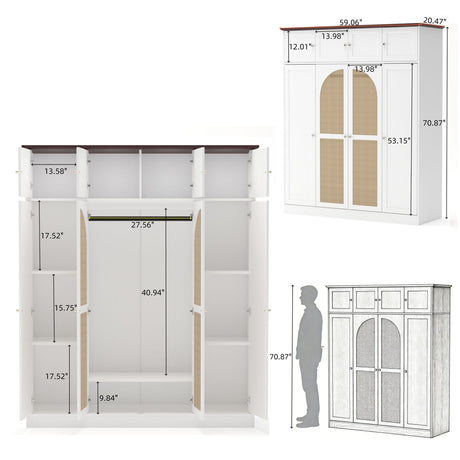 8 Door Armoire Wardrobe with Adjustable Shelves and Hanging Rod HouseOfZazla