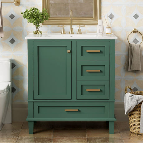 Bathroom Vanity, Modern Bathroom Cabinet With Sink Combo Set, Bathroom Storage Cabinet With A Soft Closing Door And 3 Drawers, Solid Wood Frame HouseOfZazla