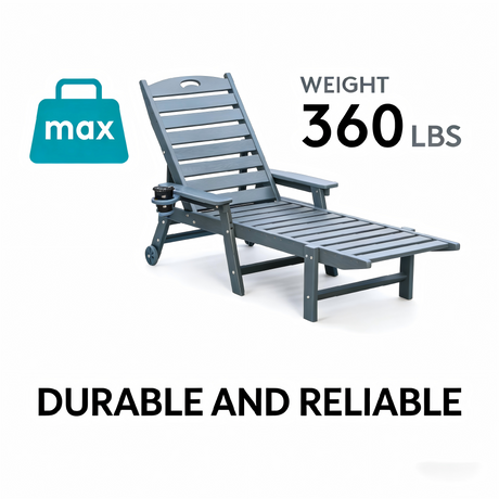 HDPE Chaise Lounge Chair Outdoor with Adjustable Backrest HouseOfZazla