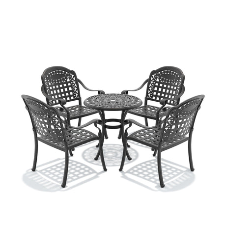 5-Piece Cast Aluminum Patio Furniture Set with Cushions HouseOfZazla