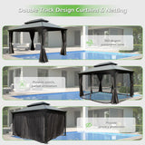 12'x14' Hardtop Gazebo with Resin Roof and Drainage Gutters