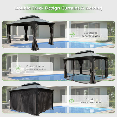 12'x14' Hardtop Gazebo with Resin Roof and Drainage Gutters HouseOfZazla