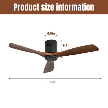 Low Profile Ceiling Fan DC, 3 Blade, Noiseless Reversible Motor, Remote Control HouseOfZazla