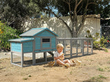 141" Large Wooden Chicken Coop with Nesting Box and Wire Fence