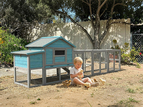 141" Large Wooden Chicken Coop with Nesting Box and Wire Fence HouseOfZazla