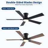 Low Profile Flush Mount Intergrated LED Ceiling Fan With Light And Reversible Quiet Motor