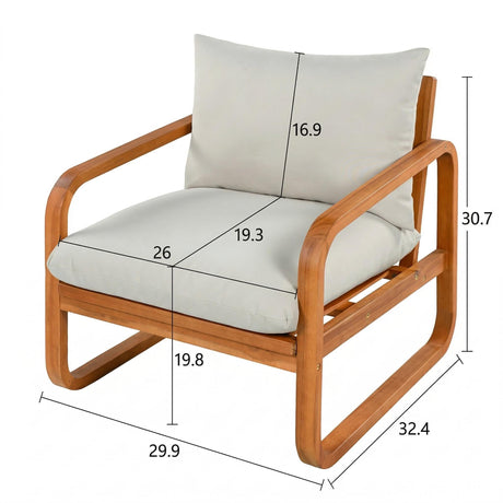 4-Piece Acacia Wood Outdoor Patio Furniture Set with Thick Cushions HouseOfZazla