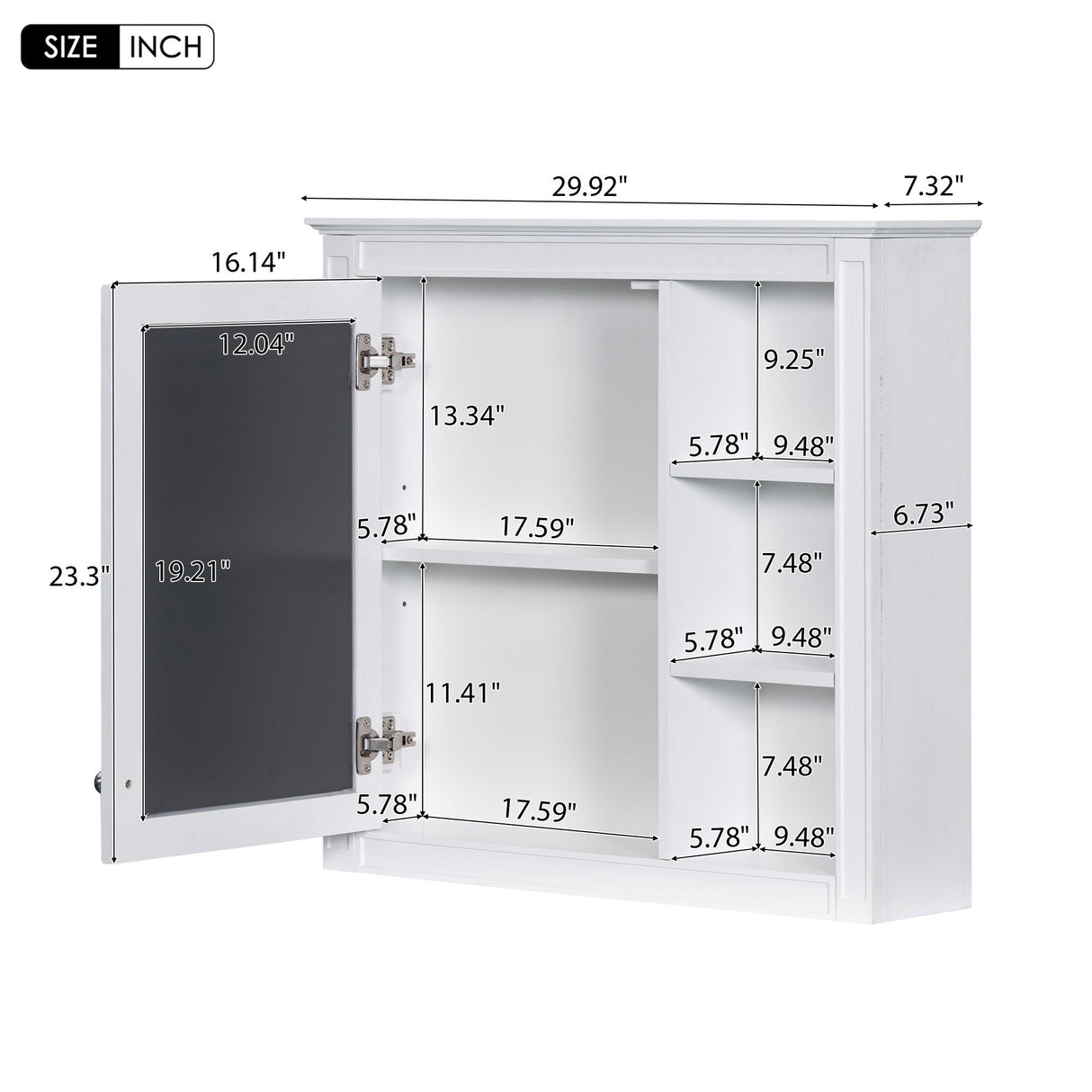 Bathroom Vanity With Medicine Cabinet, Royal Mirror Cabinet, Modern Bathroom Storage Cabinet With 2 Soft Closing Doors And 4 Drawers