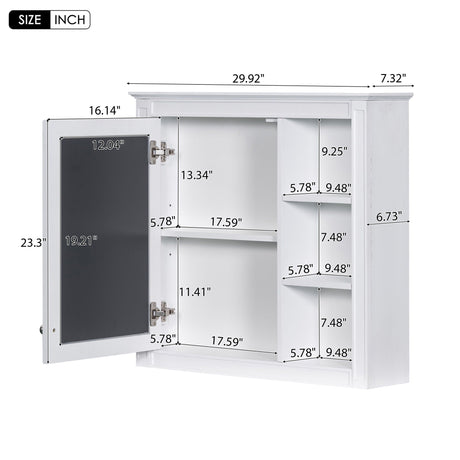 Bathroom Vanity With Medicine Cabinet, Royal Mirror Cabinet, Modern Bathroom Storage Cabinet With 2 Soft Closing Doors And 4 Drawers HouseOfZazla