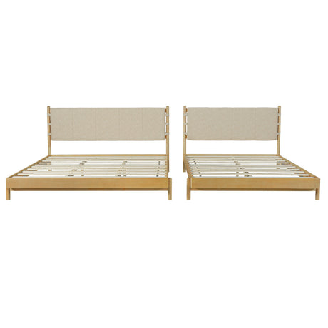Premium Rubber Wood Platform Bed Frame, Queen Size with Headboard HouseOfZazla