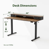 Agilestic 40 x 24 Inches Height Adjustable Electric Standing Desk with 2 Drawers, Stand Up Electric Standing Desk Adjustable Height, Sit and Stand Computer Table with Splice Board, Rustic Brown Agilestic