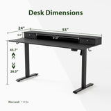 Agilestic 55 x 24 Inches Electric Standing Desk with 2 Storage Drawers, Stand Up Desk Adjustable Height, Sit and Stand Computer Table with Splice Board, Black Agilestic