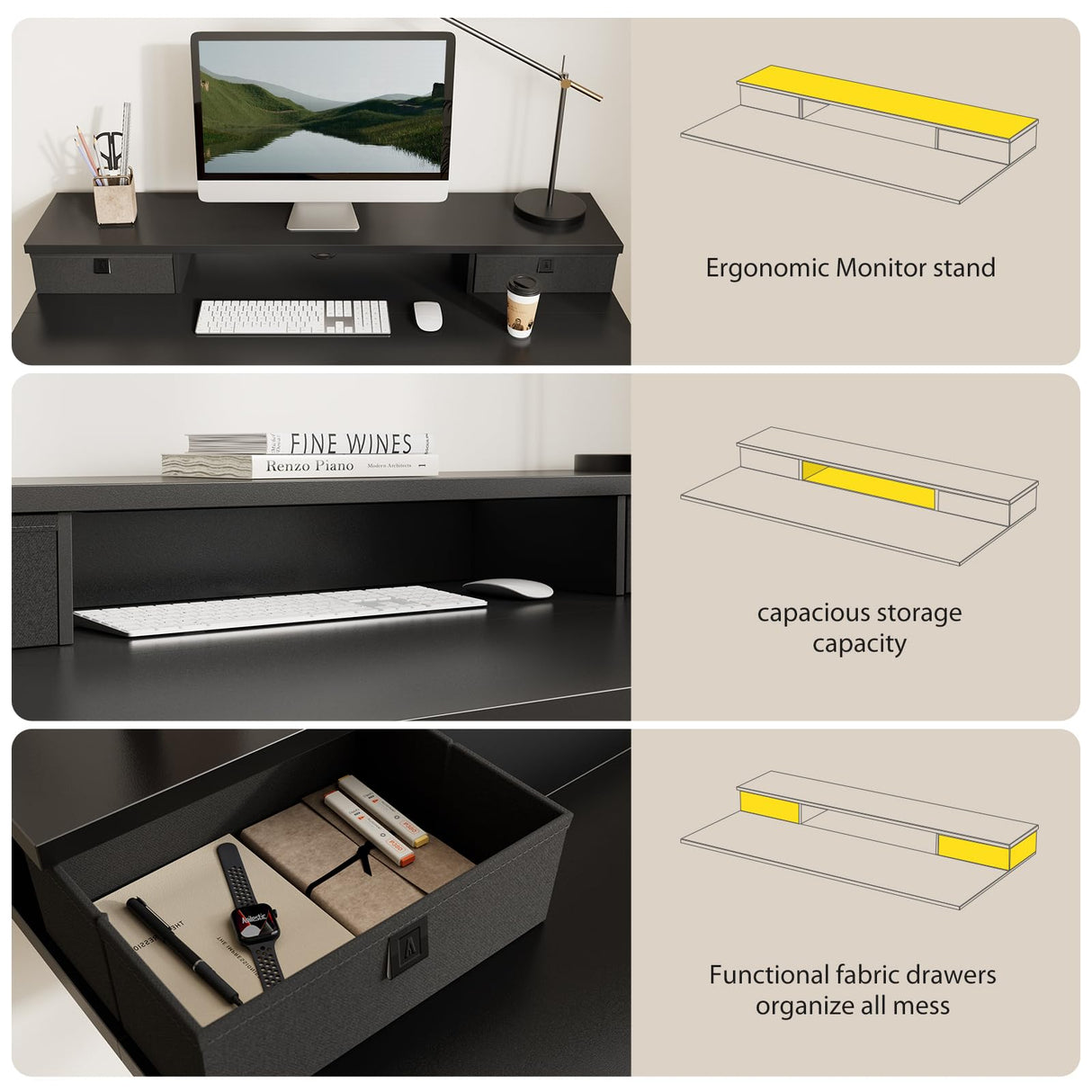 Agilestic 55 x 24 Inches Electric Standing Desk with 2 Storage Drawers, Stand Up Desk Adjustable Height, Sit and Stand Computer Table with Splice Board, Black Agilestic