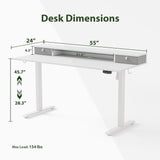 Agilestic 55 x 24 Inches Electric Standing Desk with 2 Storage Drawers, Stand Up Desk Adjustable Height, Sit and Stand Computer Table with Splice Board, White Agilestic
