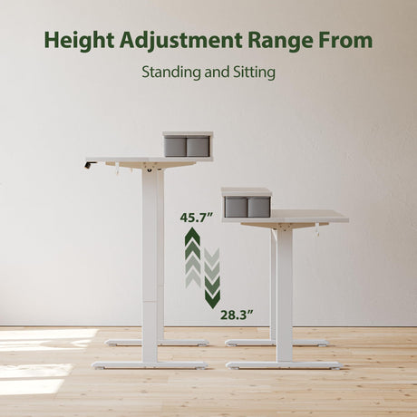 Agilestic 55 x 24 Inches Electric Standing Desk with 2 Storage Drawers, Stand Up Desk Adjustable Height, Sit and Stand Computer Table with Splice Board, White Agilestic