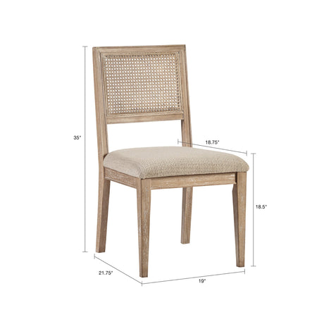 Armless Dining Chair with Cane Back and Tapered Wood Legs - Set of 2 HouseOfZazla