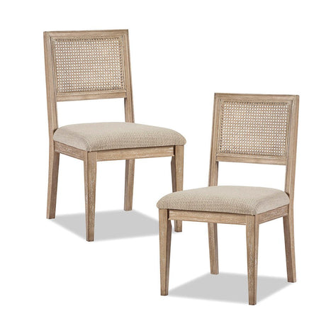 Armless Dining Chair with Cane Back and Tapered Wood Legs - Set of 2 HouseOfZazla
