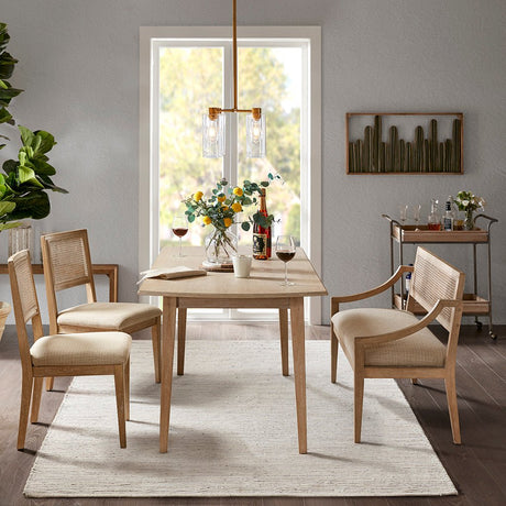 Armless Dining Chair with Cane Back and Tapered Wood Legs - Set of 2 HouseOfZazla