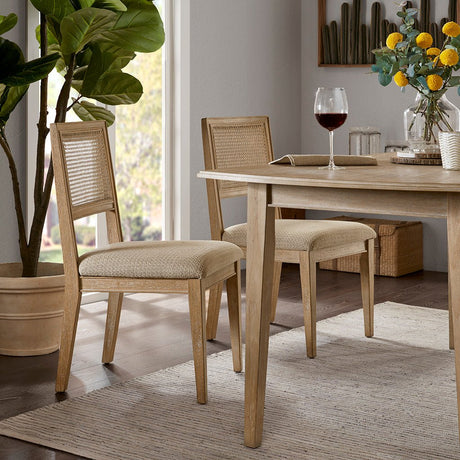 Armless Dining Chair with Cane Back and Tapered Wood Legs - Set of 2 HouseOfZazla