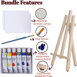Art Canvas Paint Set 22-Piece Canvas Acrylic Kit with Wood Easel, 8X10 Inch Canvases, 12 Non Toxic Washable Paints, 5 Brushes, Palette WoodArtSupply