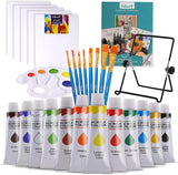 Art Paint Set for Kids, Painting Supplies Kit with 5 Canvas Panels, 8 Brushes, 12 Acrylic Paints, Multi-Function Table Easel WoodArtSupply