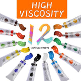 Art Paint Set for Kids, Painting Supplies Kit with 5 Canvas Panels, 8 Brushes, 12 Acrylic Paints, Multi-Function Table Easel WoodArtSupply