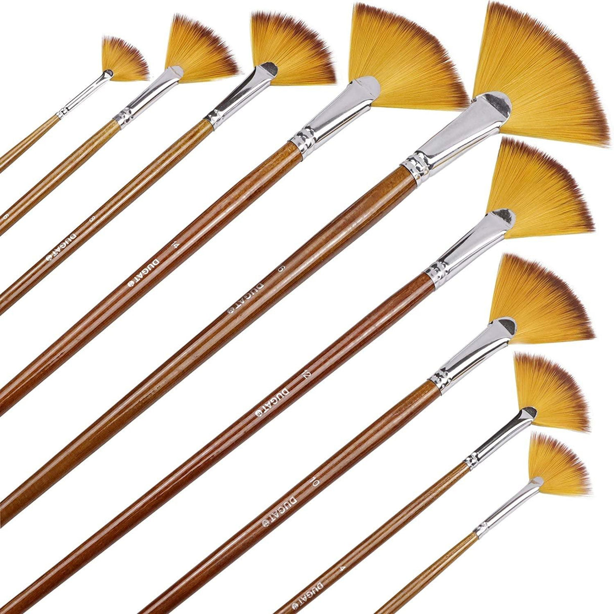 Artist Paint Brushes Set 9Pcs Soft Anti-Shedding Nylon Hair Wood Long Handle for Acrylic Watercolor Oil Gouche Painting WoodArtSupply