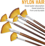 Artist Paint Brushes Set 9Pcs Soft Anti-Shedding Nylon Hair Wood Long Handle for Acrylic Watercolor Oil Gouche Painting WoodArtSupply
