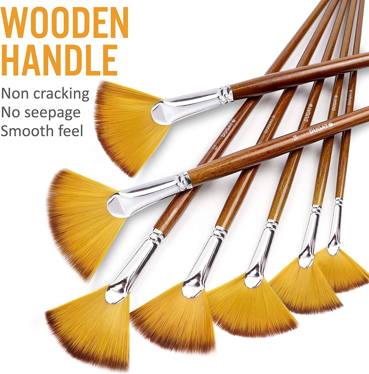 Artist Paint Brushes Set 9Pcs Soft Anti-Shedding Nylon Hair Wood Long Handle for Acrylic Watercolor Oil Gouche Painting WoodArtSupply