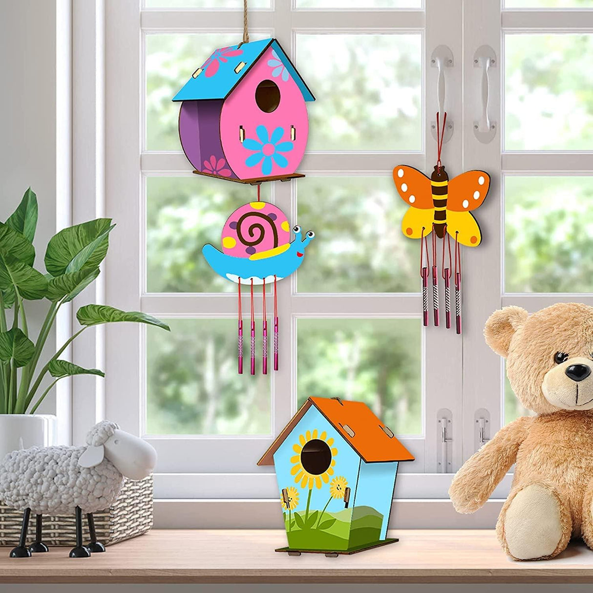 DIY Bird House and Wind Chime Craft Kit for Kids – 2 Pack Arts and Crafts Set WoodArtSupply