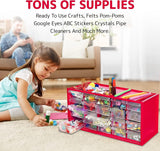 Arts & Crafts Supplies Center for Kids Craft Supplies Kit Complete 20 Filled Drawers of Craft Materials WoodArtSupply
