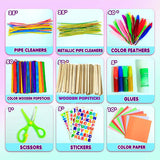 Arts Craft Supplies for Kids 1000+ PCS DIY Craft Set Pipe Cleaners, Pom Poms, Pony Beads, Googly Eyes, Storage Box WoodArtSupply
