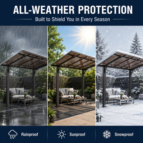 8x5ft Galvanized Steel Carport with Sloped PC Roof HouseOfZazla
