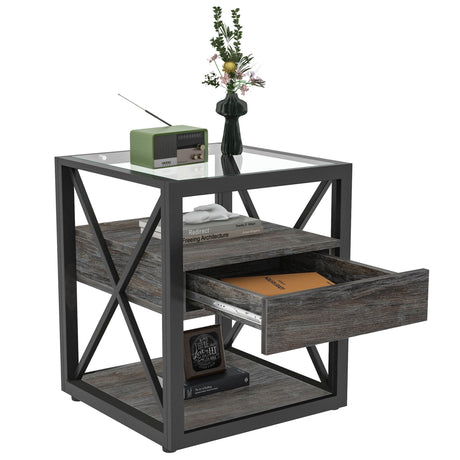 Set of 2 Modern End Tables with Drawer - Nightstands HouseOfZazla