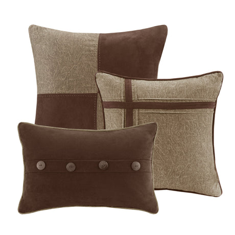 7 Piece Faux Suede Comforter Set Brown King HouseOfZazla