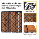 Interlocking Deck Tiles Striped Pattern, Square Acacia Hardwood Outdoor Flooring For Patio, Bancony, Pool Side