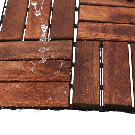 Interlocking Deck Tiles Checker Pattern, Square Acacia Hardwood Outdoor Flooring For Patio, Bancony, Pool Side HouseOfZazla
