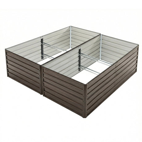 8x4x2 FT Woodgrain Galvanized Raised Garden Bed Set HouseOfZazla