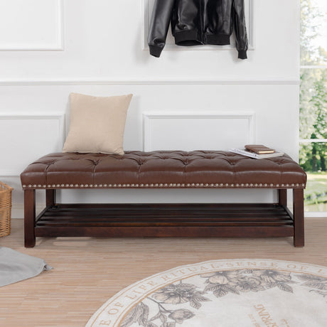 Bedroom End Of Bed Bench Tufted Upholstered End Of Bed Bench End Of Bed Entrance Shoe Bench With Nailhead Trim And Shelf Bedroom Upholstered Bench Living Room Shoe Rack Footstool HouseOfZazla