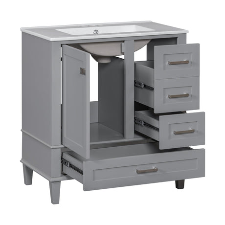 Bathroom Vanity, Modern Bathroom Cabinet With Sink Combo Set, Bathroom Storage Cabinet With A Soft Closing Door And 3 Drawers, Solid Wood Frame HouseOfZazla
