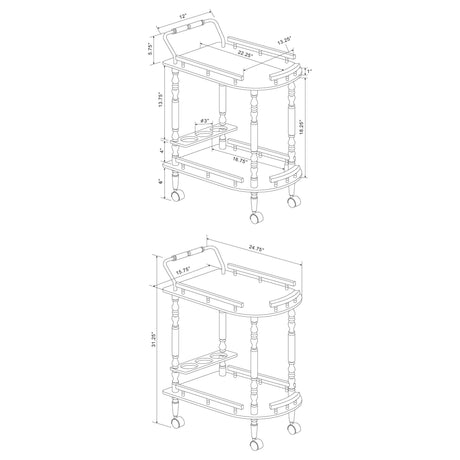 2 Shelf Serving Cart - Brown HouseOfZazla