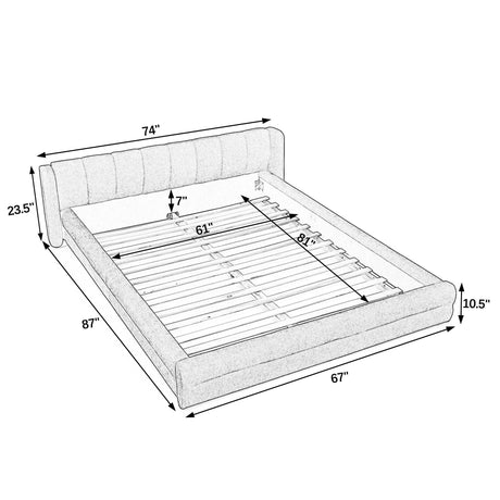 Modern Upholstered Bed Frame With Thick Fabric And Headboard HouseOfZazla