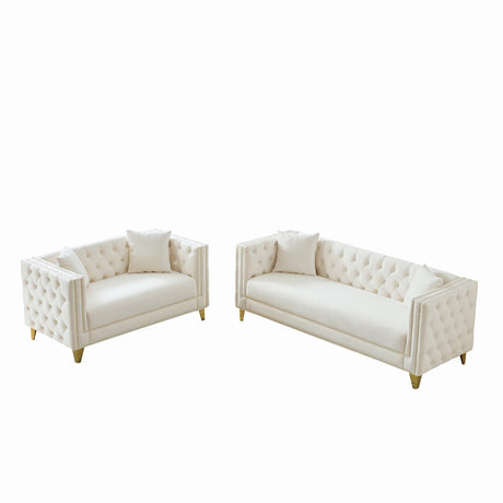 Deep Seat Sofa With Button Nailhead, Square Arm Couches HouseOfZazla