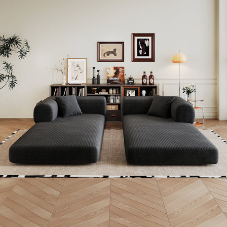 78.8' Compression Sofa,Convertible Floor Sofa Bed-with Pillow Back Support Armrest,Comfy Futon Couch Sleeper Bed,Loveseats Boneless Modular Sectional Sofa,Corduroy fabric,for Living Room,Bedroom,Black HouseOfZazla