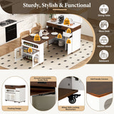Extendable Dining Table With Folding Top, Rolling Kitchen Island With Drawers And Power Outlet