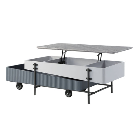 Wilkins High Gloss Coffee Table with Lift Top - Gray / White HouseOfZazla